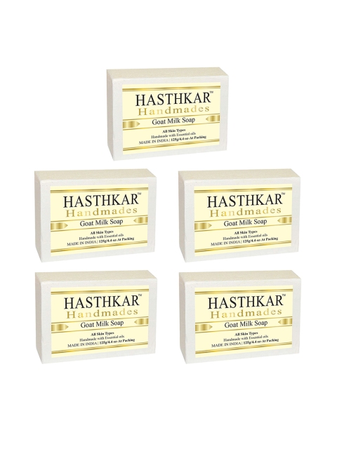 

Hasthkar Set of 5 Handmades Glycerine Goat Milk Soap 125 gm, Off white