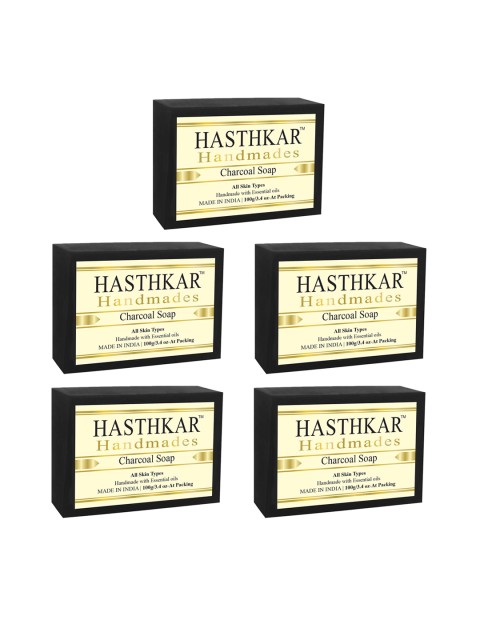 

Hasthkar Set Of 5 Glycerine Charcoal Soap 500gm, Black