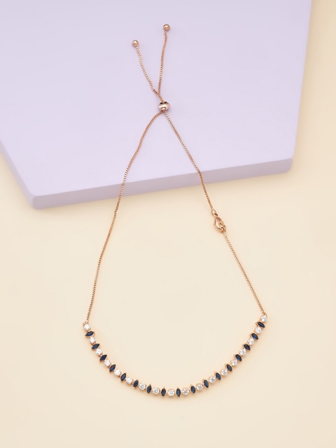 

Kushal's Fashion Jewellery Rose Gold & Blue Rose Gold-Plated Necklace