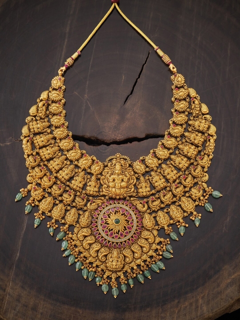 

Kushal's Fashion Jewellery Red & Gold-Toned Silver Gold-Plated Necklace