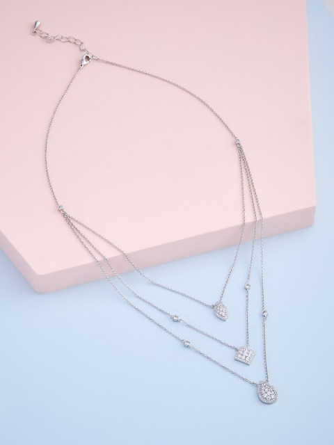 

Kushal's Fashion Jewellery White & Silver-Toned Rhodium-Plated Necklace