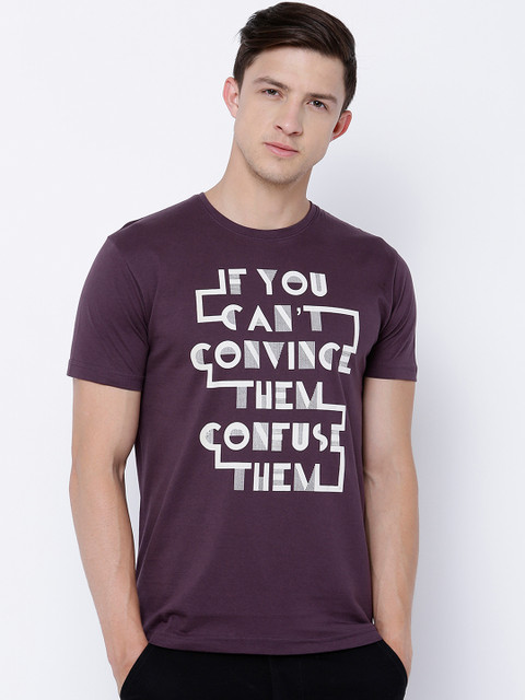 

LOCOMOTIVE Men Purple Printed Round Neck T-shirt