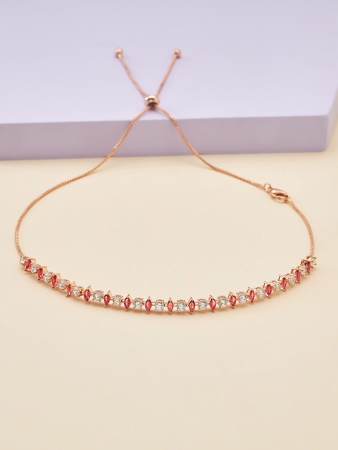 

Kushal's Fashion Jewellery Rose Gold & Pink Rose Gold-Plated Necklace