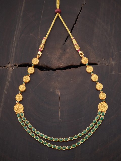 

Kushal's Fashion Jewellery Gold-Toned & Green Silver Gold-Plated Necklace