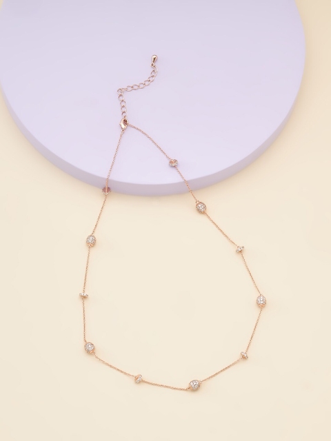 

Kushal's Fashion Jewellery Rose Gold & White Rose Gold-Plated Necklace