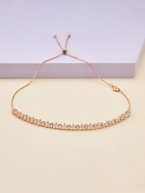 

Kushal's Fashion Jewellery Rose Gold & White Rose Gold-Plated Necklace
