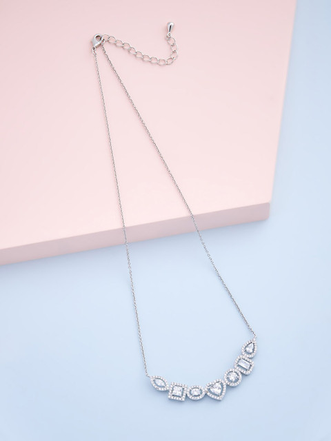 

Kushal's Fashion Jewellery Silver-Toned & White Rhodium-Plated Necklace