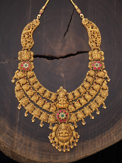 

Kushal's Fashion Jewellery Gold-Toned & Red Silver Gold-Plated Necklace