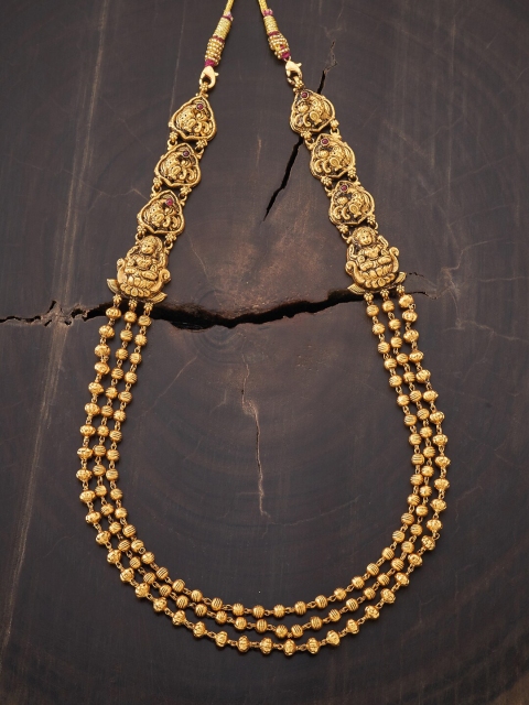 

Kushals Fashion Jewellery Gold-Plated & Red 92.5 Silver Temple Necklace
