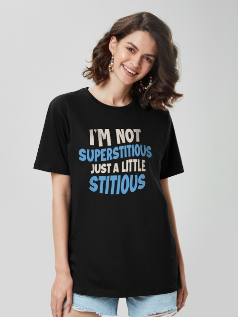 

The Souled Store Women Navy Blue Typography Printed T-shirt
