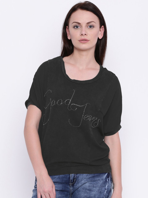 

Deal Jeans Black Embellished Blouson Top