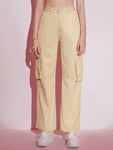 

URBANIC Women Beige Relaxed Fit Slash Knee Jeans