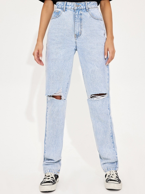 

URBANIC Women Blue Slash Knee Heavy Fade Jeans