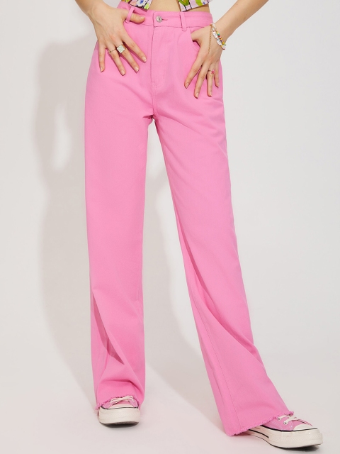

URBANIC Women Pink Relaxed Fit Highly Distressed Jeans
