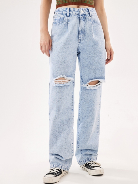 

URBANIC Women Blue Highly Distressed Heavy Fade Jeans