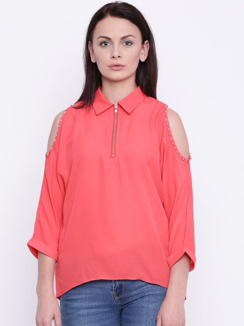 

Deal Jeans Pink Semi-Sheer Shirt Style Top