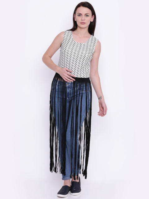 

Deal Jeans White & Black Printed Longline Top