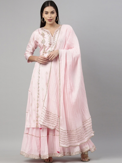 

Neerus Women Pink Ethnic Motifs Embroidered Flared Sleeves Anarkali Kurta