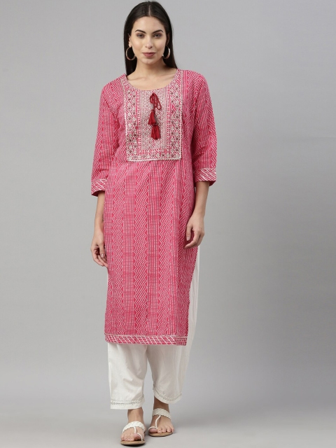 

Neerus Women Magenta Ethnic Motifs Embroidered Kurta