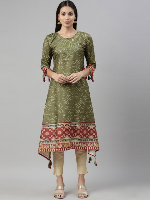 

Neerus Women Green Ethnic Motifs Printed Kurta