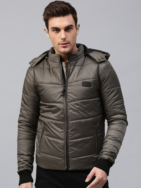 

HRX by Hrithik Roshan Men Olive Green Solid Padded Jacket with Detachable Hood