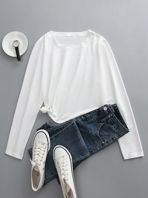 

URBANIC Women White Monochrome T-shirt