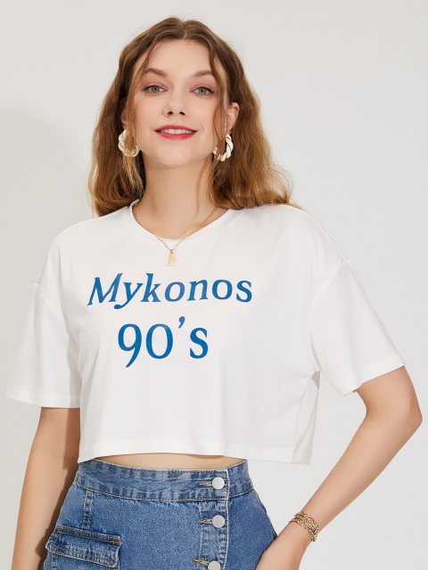 

URBANIC Women White Typography Printed T-shirt