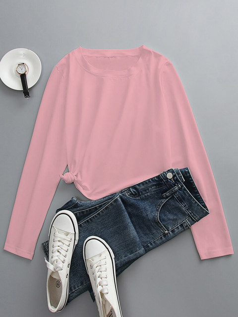 

URBANIC Women Pink Extended Sleeves T-shirt