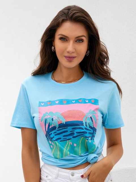 

URBANIC Women Blue T-shirt