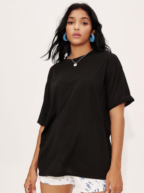 

URBANIC Women Black Extended Sleeves T-shirt