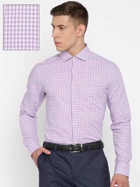 

U.S. Polo Assn. Tailored Men Purple & White Tailored Fit Checked Formal Shirt
