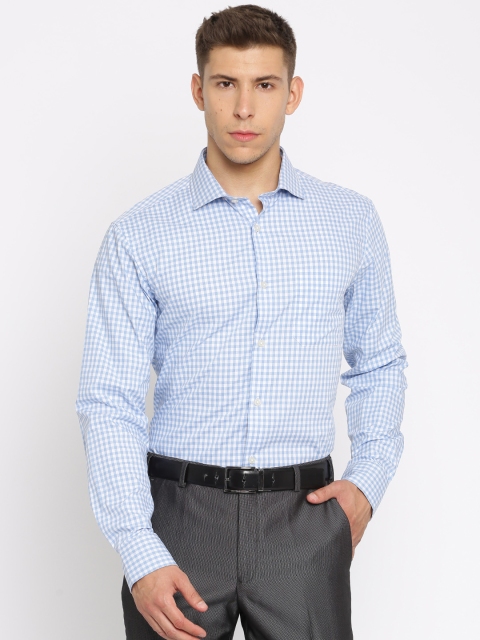 

U.S. Polo Assn. Tailored Men Blue Tailored Fit Checked Formal Shirt