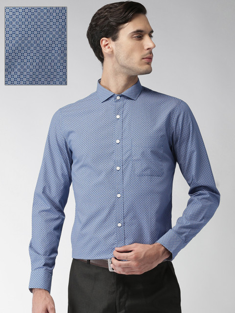 

U.S. Polo Assn. Tailored Men Blue Slim Fit Printed Formal Shirt