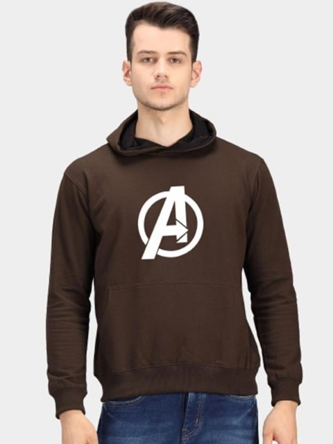 

PockMAN Men Olive Green Printed Hooded Sweatshirt