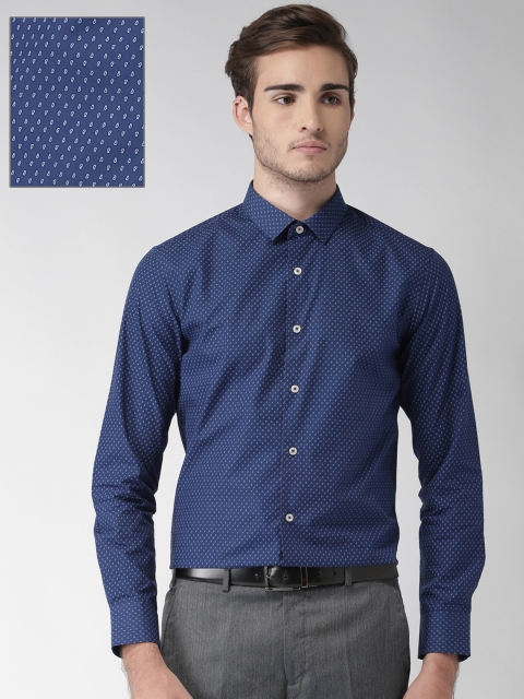 

U.S. Polo Assn. Tailored Men Navy Slim Fit Printed Formal Shirt, Navy blue