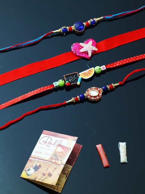 

PASSION PETALS Set of 4 Rakhis, Multi