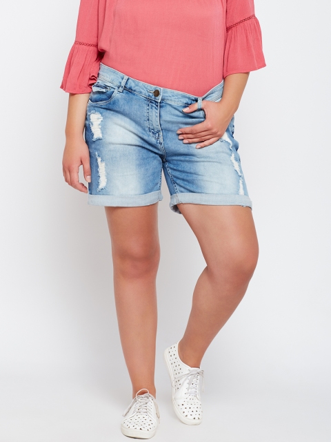 

nexus Plus Size Women Blue Washed Slim Fit Denim Shorts
