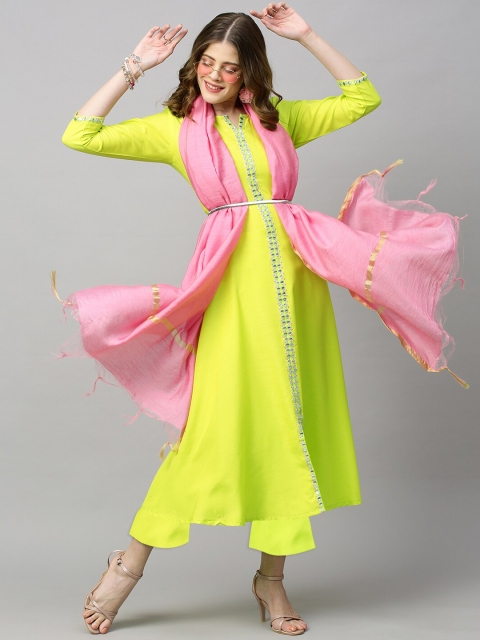

KALINI Women Green Kurta with Trousers & With Dupatta