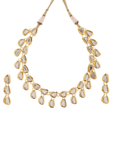 

Bamboo Tree Jewels Gold-Plated & White Kundan Studded Jewellery Set