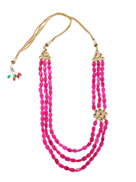 

Bamboo Tree Jewels Gold-Toned & Pink Gold-Plated Necklace & Earrings Set