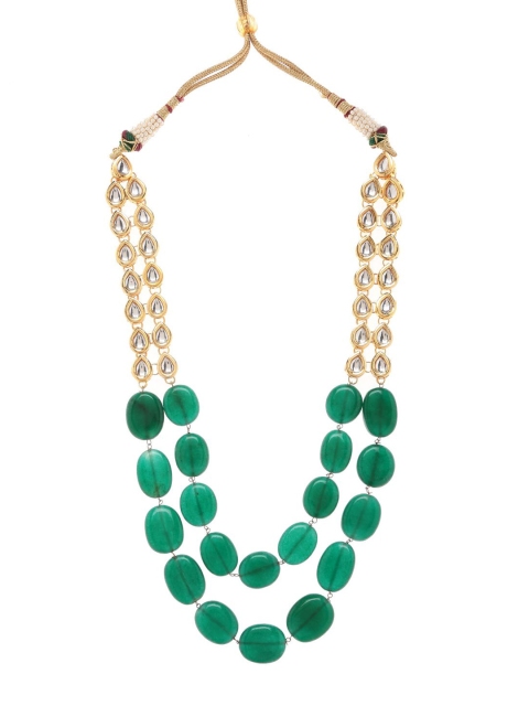 

Bamboo Tree Jewels Gold-Toned & Green Gold-Plated Layered Necklace