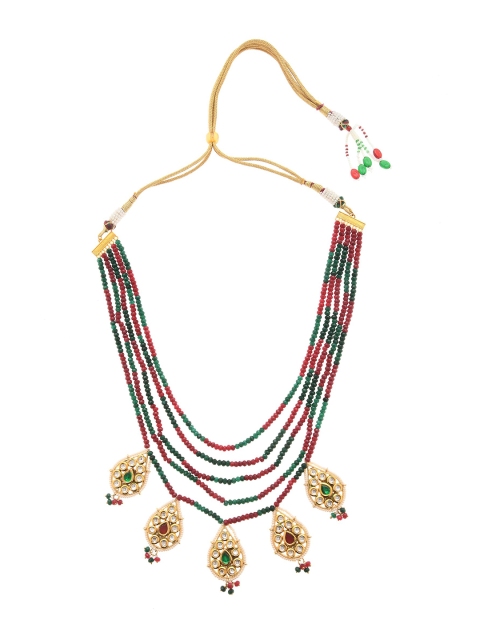 

Bamboo Tree Jewels Green & Red Gold-Plated Layered Necklace & Earrings