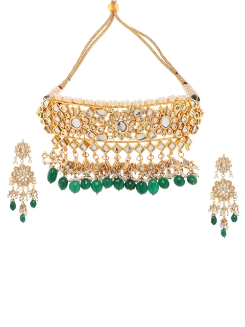 

Bamboo Tree Jewels Gold-Plated & Green Choker Jewellery Set