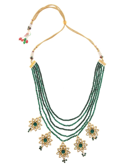 

Bamboo Tree Jewels Green & Gold-Toned Gold-Plated Necklace & Earrings