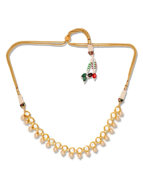 

Bamboo Tree Jewels Gold-Plated & White Kundan Studded Jewellery Set