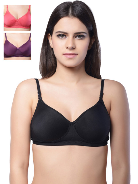 

Lady Lyka Pack of 3 Full-Coverage T-shirt Bras MISTIQUE-BLK-PLM-PPL, Black