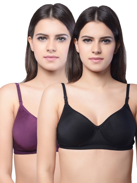 

Lady Lyka Pack of 2 Full-Coverage T-shirt Bras, Black
