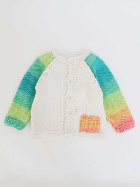 

Woonie Unisex Kids Cream-Coloured & Green Colourblocked