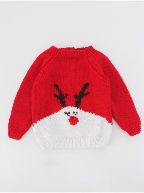 

Woonie Unisex Kids White & Red Pullover