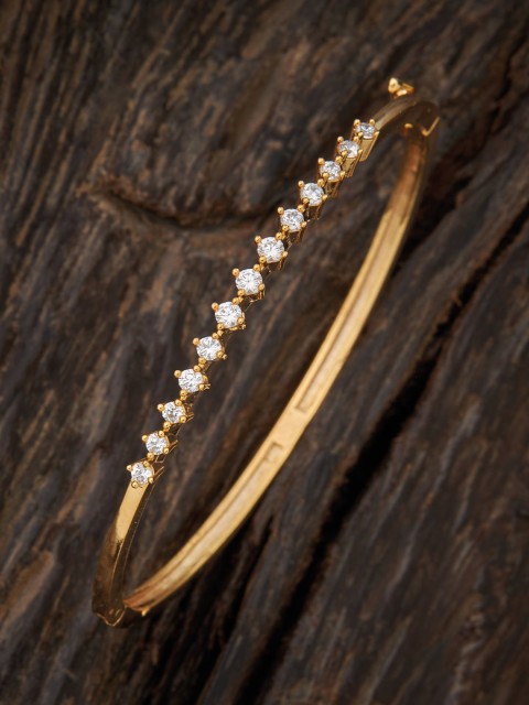 

Kushal's Fashion Jewellery Women Gold-Toned & White Cubic Zirconia Tribal Gold-Plated Kada Bracelet